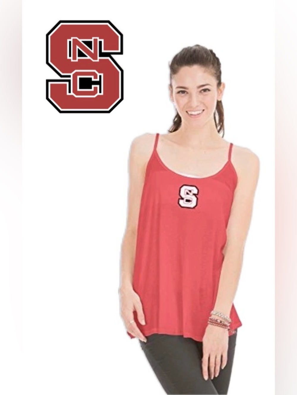 NWT [Venley] NC State Wolfpack NCAA Lamp Shade Racerback Tank Top Red Women's L